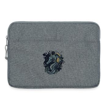 Seepferdchen mit Kopfhörern Motiv - Laptoptasche 15" - Grau meliert - Vorne