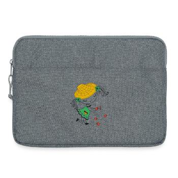 Girl with straw hat and ladybug - Laptop bag 15" - heather grey - Front