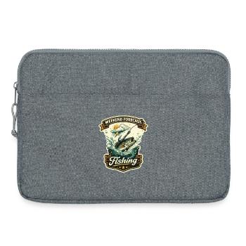 Weekend Forecast Fishing Retro Motif - Laptop bag 15" - heather grey - Front