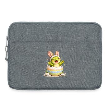 Bébé dinosaure avec des oreilles de lapin dans l’œuf de Pâques - Sacoche pour ordinateur portable 15 pouces - gris chiné - Devant