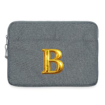 Goldenes B-Monogramm - Laptoptasche 15" - Grau meliert - Vorne