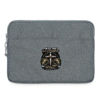 Jésus dit : Va pêcher, pêcher, allez pêcher - Sacoche pour ordinateur portable 15 pouces - gris chiné - Devant