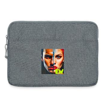Double portrait en zones de couleur néon - Sacoche pour ordinateur portable 15 pouces - gris chiné - Devant