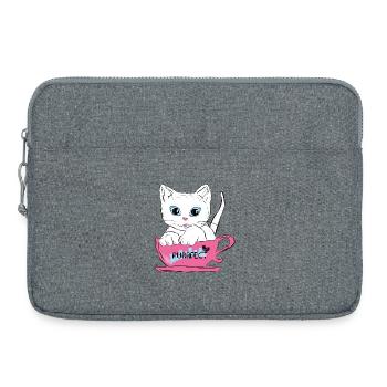 Chat Purrfect dans une tasse de thé rose - Sacoche pour ordinateur portable 15 pouces - gris chiné - Devant