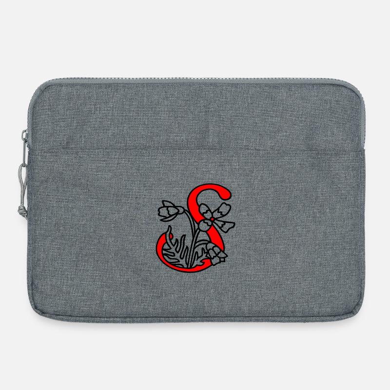 Buchstabe Blüte Initiale - Laptoptasche 15" - Grau meliert