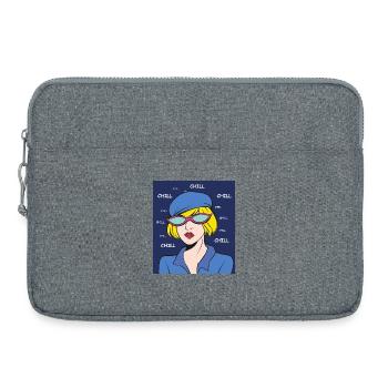 Chill Pop Art Dame - Laptoptasche 15" - Grau meliert - Vorne