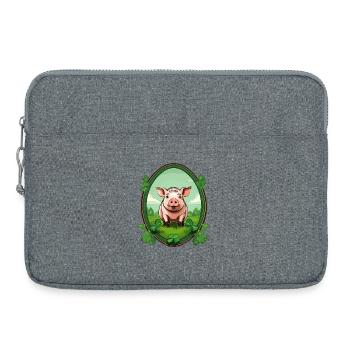 Cochon chanceux - Sacoche pour ordinateur portable 15 pouces - gris chiné - Devant