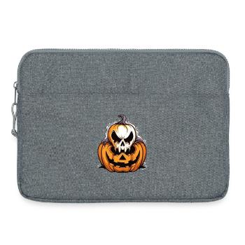 Citrouille effrayante avec motif de crâne - Sacoche pour ordinateur portable 15 pouces - gris chiné - Devant