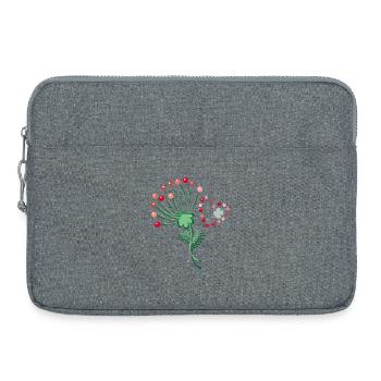 Fleur avec coeur et trèfle - Sacoche pour ordinateur portable 15 pouces - gris chiné - Devant