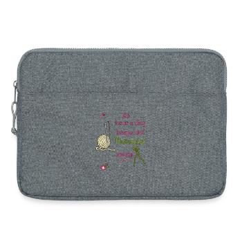 Knitting, Handmade - Laptop bag 15" - heather grey - Front
