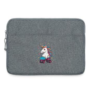 Lustige Rollschuh Einhorn - Laptoptasche 15" - Grau meliert - Vorne