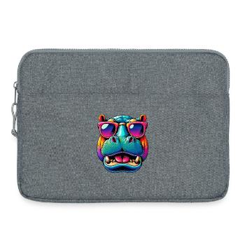 Hippopotamus with Sunglasses - Laptop bag 15" - heather grey - Front