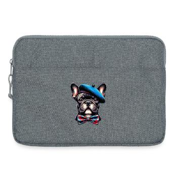 Bouledogue français Chien - Sacoche pour ordinateur portable 15 pouces - gris chiné - Devant