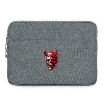 Höllisches Skull Artwork Totenkopf trifft Teufel - Laptoptasche 15" - Grau meliert - Vorne