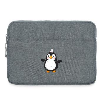 Glücklicher Pinguin mit Partyhut - Cartoon Design - Laptoptasche 15" - Grau meliert - Vorne