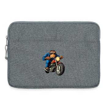 Motorradfahrer Affe - Laptoptasche 15" - Grau meliert - Vorne