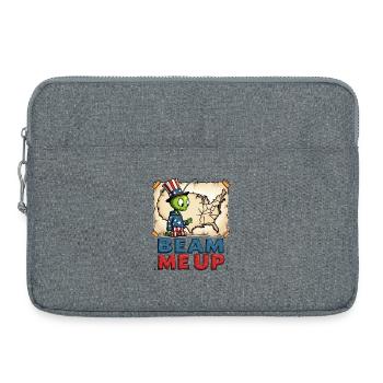 Süßer Alien mit USA Landkarte - Laptoptasche 15" - Grau meliert - Vorne