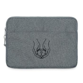Logo Mains tenant les pieds de bébé - Sacoche pour ordinateur portable 15 pouces - gris chiné - Devant