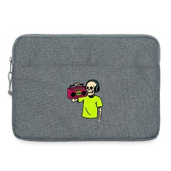 Neon Skelett mit Boombox – Retro Hip-Hop Vibes - Laptoptasche 15" - Grau meliert - Vorne