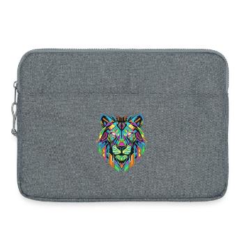 Tête de lion néon dans l’art géométrique - Sacoche pour ordinateur portable 15 pouces - gris chiné - Devant