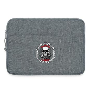 Biker Chopper Motorradfahrer Skull mit Motor - Laptoptasche 15" - Grau meliert - Vorne