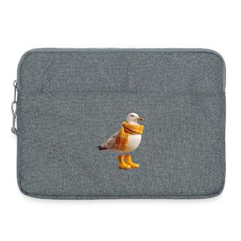 Mouette humoristique avec bottes de pluie et écharpe - Sacoche pour ordinateur portable 15 pouces - gris chiné - Devant
