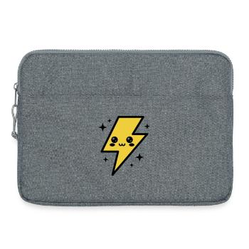 Éclair kawaii avec visage expressif - Sacoche pour ordinateur portable 15 pouces - gris chiné - Devant