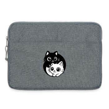 Ying Yang Kawaii Chats Icône - Sacoche pour ordinateur portable 15 pouces - gris chiné - Devant