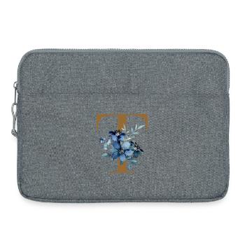 Fleur Bleue Monogramme T - Sacoche pour ordinateur portable 15 pouces - gris chiné - Devant