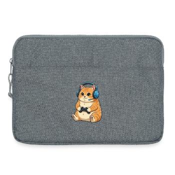 Gamer Katze mit Headset - Laptoptasche 15" - Grau meliert - Vorne
