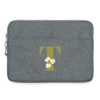 Lettre t vert marguerites - Sacoche pour ordinateur portable 15 pouces - gris chiné - Devant