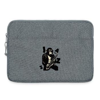 Saxophone Monkey in Leather Jacket - Laptop bag 15" - heather grey - Front