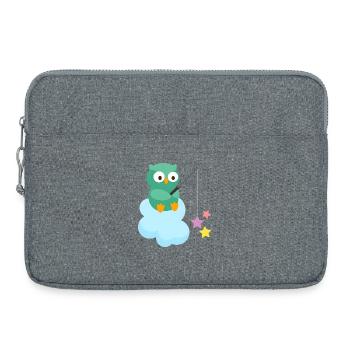 Süße Eule auf Wolke angelt bunte Sterne - Laptoptasche 15" - Grau meliert - Vorne