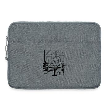 Chien au café - Sacoche pour ordinateur portable 15 pouces - gris chiné - Devant