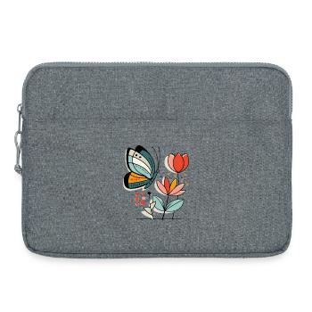 Butterfly flies to flowers - Laptop bag 15" - heather grey - Front