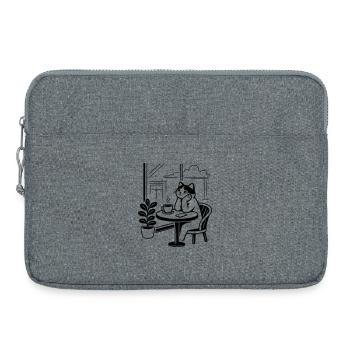 Nachdenkliche Katze Café - Laptoptasche 15" - Grau meliert - Vorne