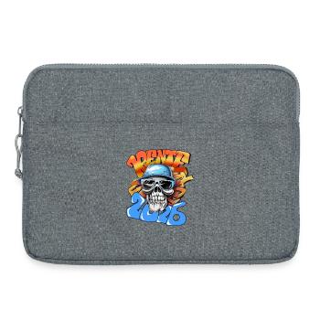 Schädel Rentner 2026 Neon Graffiti Pop-Art  - Laptoptasche 15" - Grau meliert - Vorne