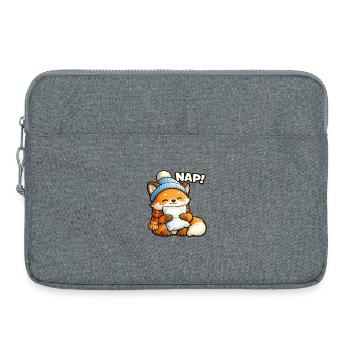 Winterkuschel Fuchs mit Mütze - Laptoptasche 15" - Grau meliert - Vorne