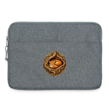 Schlafender Fuchs im Wurzelbau – Waldmotiv - Laptoptasche 15" - Grau meliert - Vorne