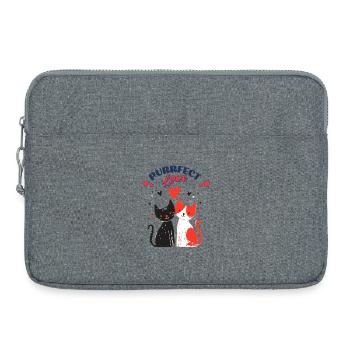 Cat love duo with hearts - Laptop bag 15" - heather grey - Front