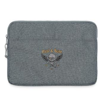 Rust Bone Motorcycle Skull Wing Design - Laptop bag 15" - heather grey - Front
