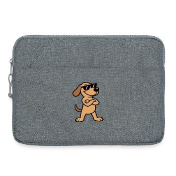Sonnenbrillen-Dackel Charm - Laptoptasche 15" - Grau meliert - Vorne