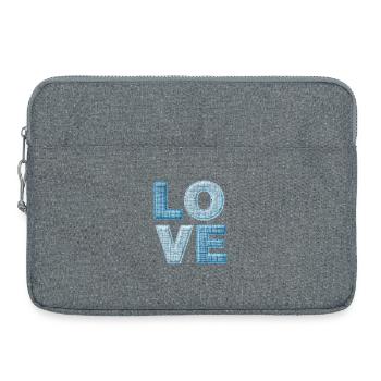 Love Denim Patch Font - Laptop bag 15" - heather grey - Front