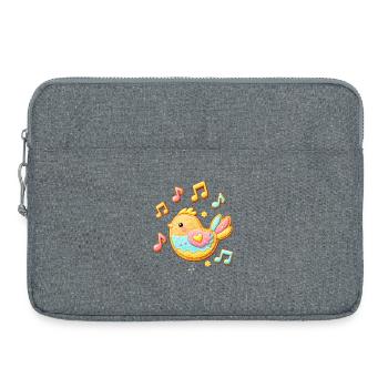 Cute Bird as Decorated Cookie Illustration - Laptop bag 15" - heather grey - Front