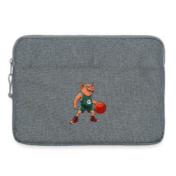 Pig Basketball Player / Basketball Sow - Laptop bag 15" - heather grey - Front