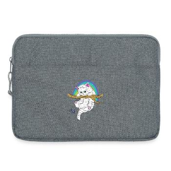 Chat sur branche joue avec un papillon - Sacoche pour ordinateur portable 15 pouces - gris chiné - Devant