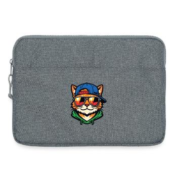 Katze mit Sonnenbrille - Laptoptasche 15" - Grau meliert - Vorne