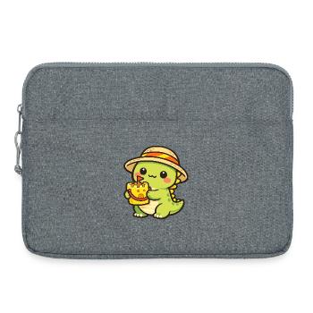 Kawaii Dino avec Cake Hat - Sacoche pour ordinateur portable 15 pouces - gris chiné - Devant