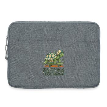 Schildkröte Skateboard Nachhaltig Spruch Design - Laptoptasche 15" - Grau meliert - Vorne
