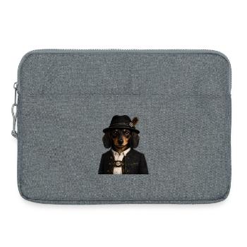 Schwarzwald Dackel in Herrentracht - Laptoptasche 15" - Grau meliert - Vorne
